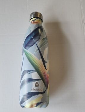 Manna Insulated Stainless Steel Water Bottle - Multi-Color Tropical Leaf Design